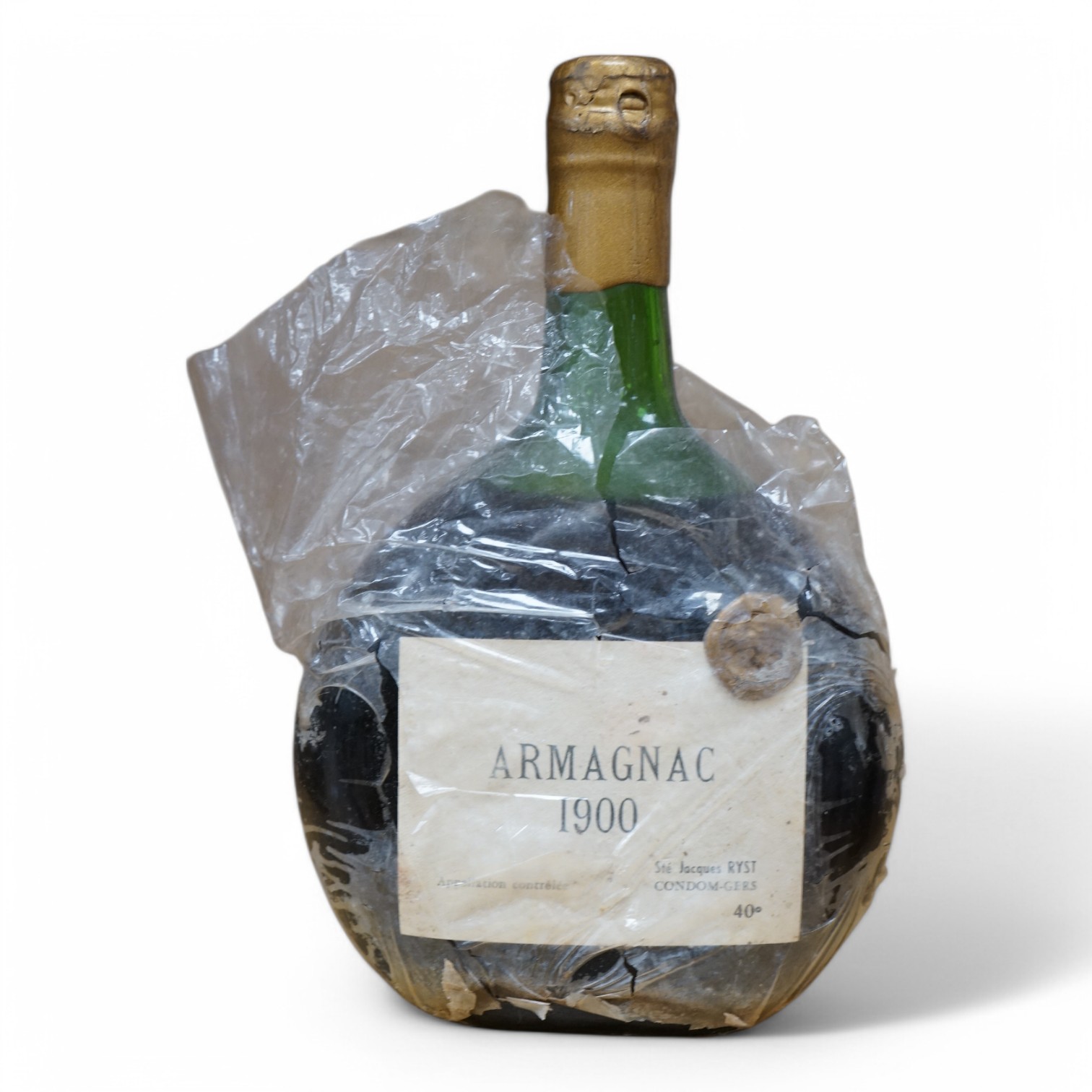 A bottle of Jacques Ryst Armagnac 1900. Condition - fair/good